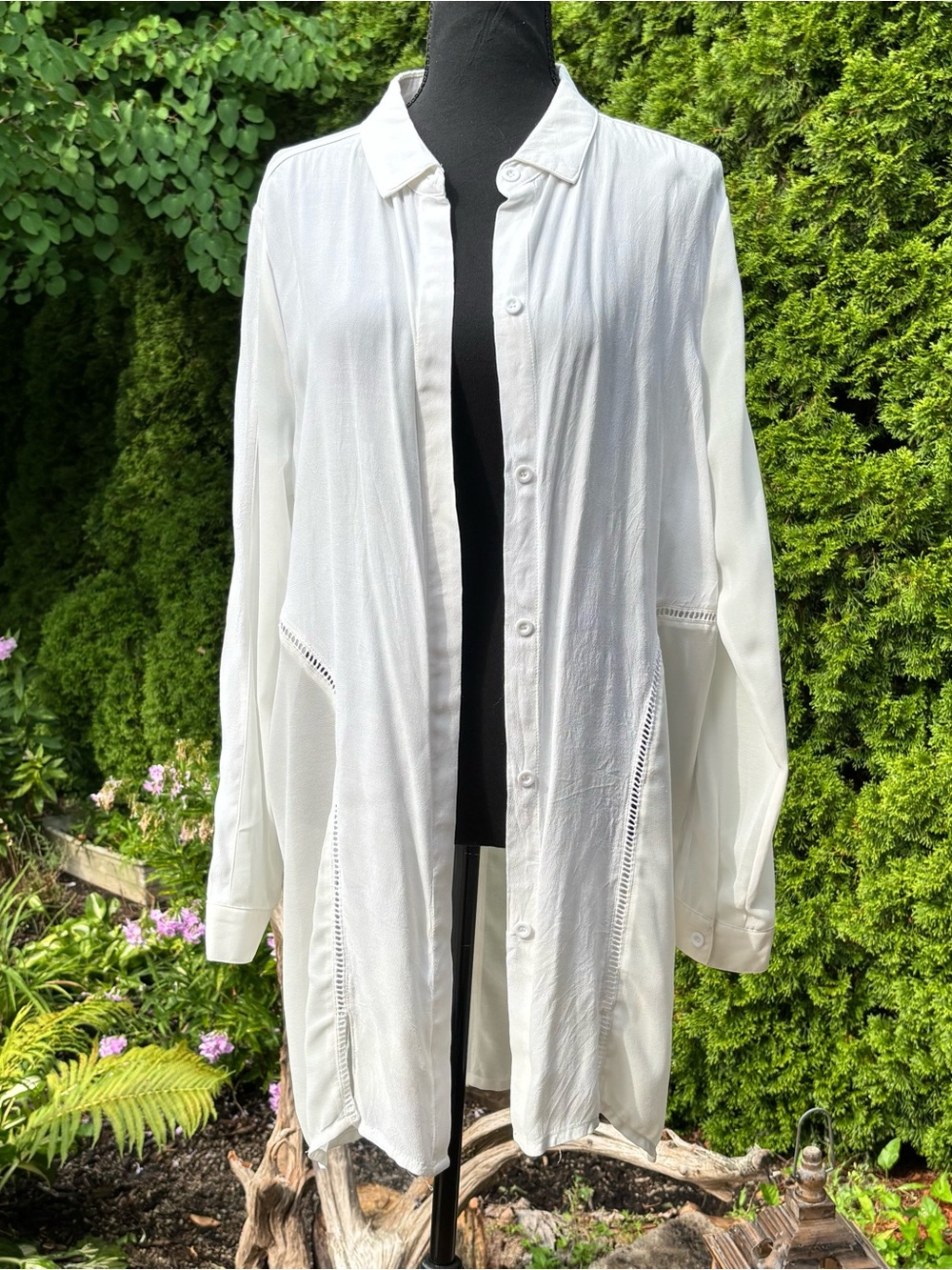 MINKPINK White Button-Front Long Shirt